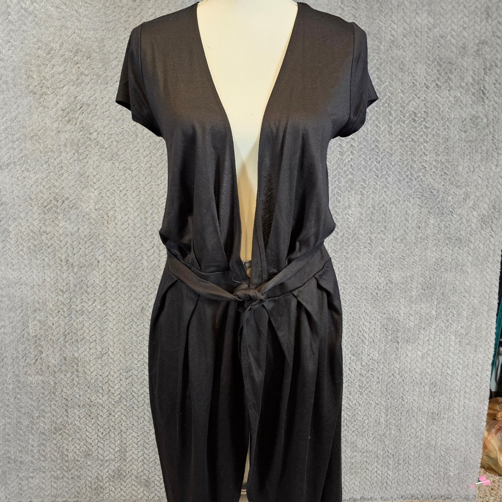 Y2K Banana Republic Wrap Babydoll M Black Rayon Fairy whimsigoth Glam